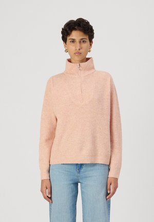 Vero Moda VMPLAZA ZIPPER BLOUS - Džemper - misty rose detailw melange