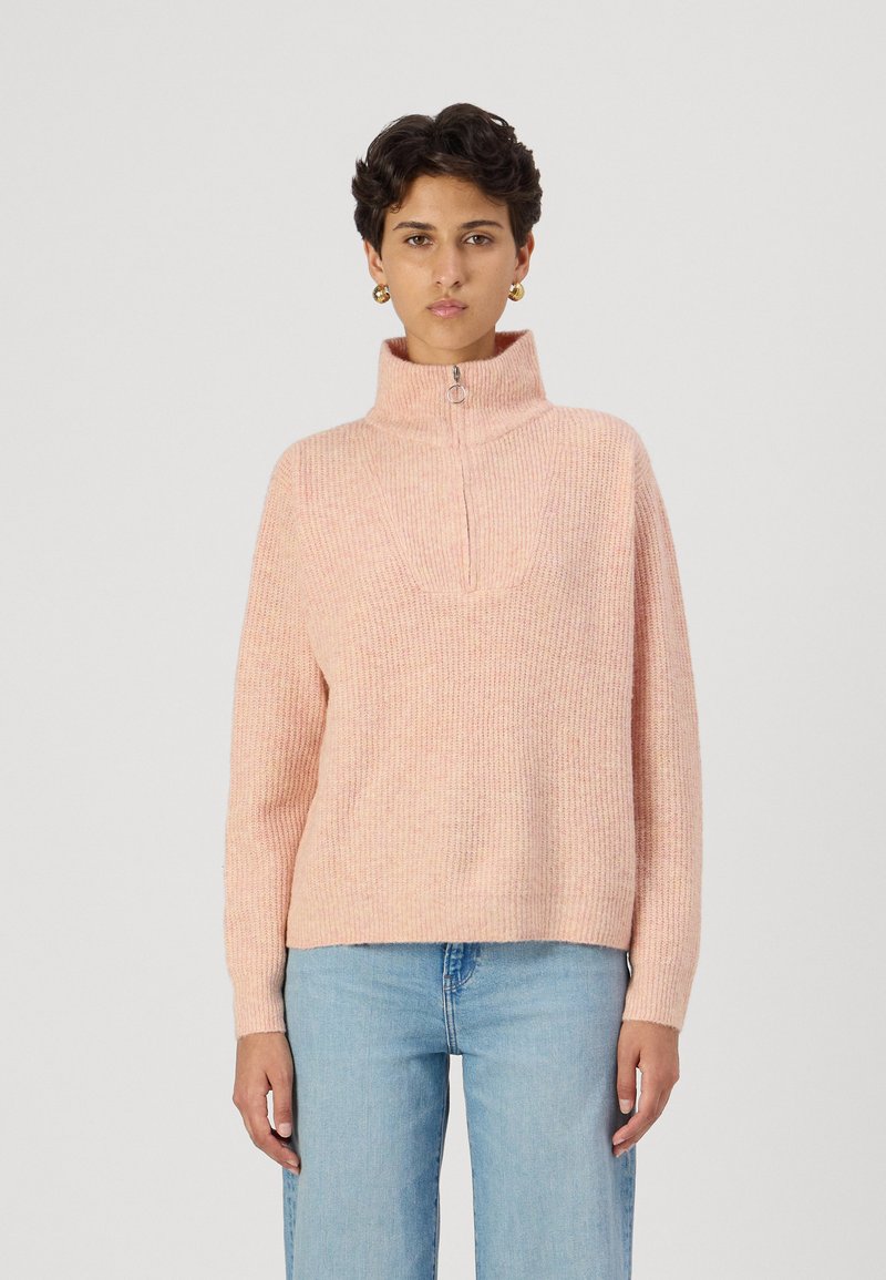 Vero Moda VMPLAZA ZIPPER BLOUS - Pulover - misty rose detailw melange