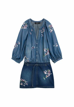 Desigual, EMBROIDERED DENIM DRESS - Spijkerjurk - blue