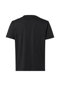 T-shirt in cotone nero con maniche corte, scollatura tonda e superficie liscia. Presenta un design semplice e uniforme, senza motivi né logo.