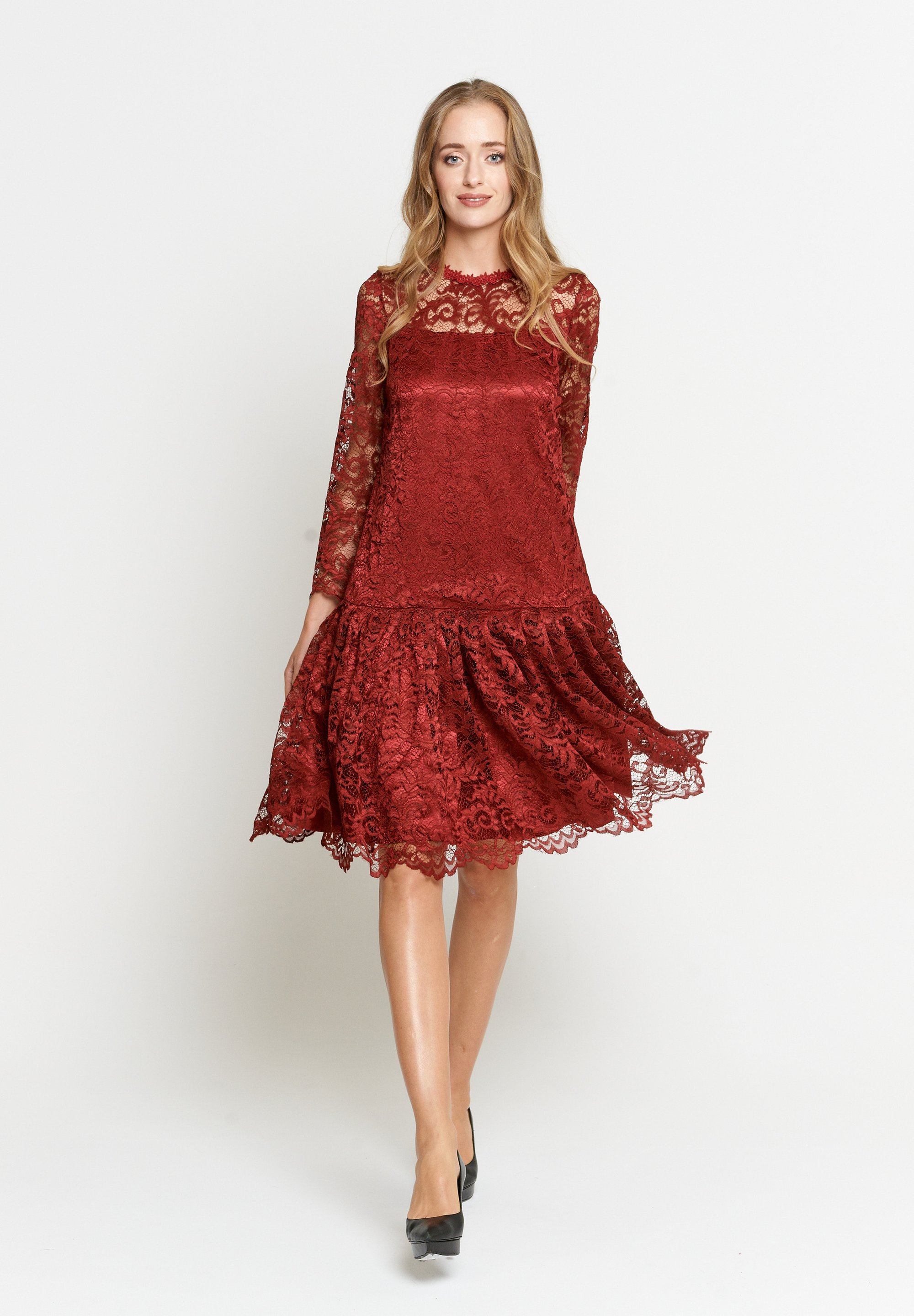 Madam T Ottiliana Cocktailkleid Festliches Kleid Weinrot Rot Zalando De
