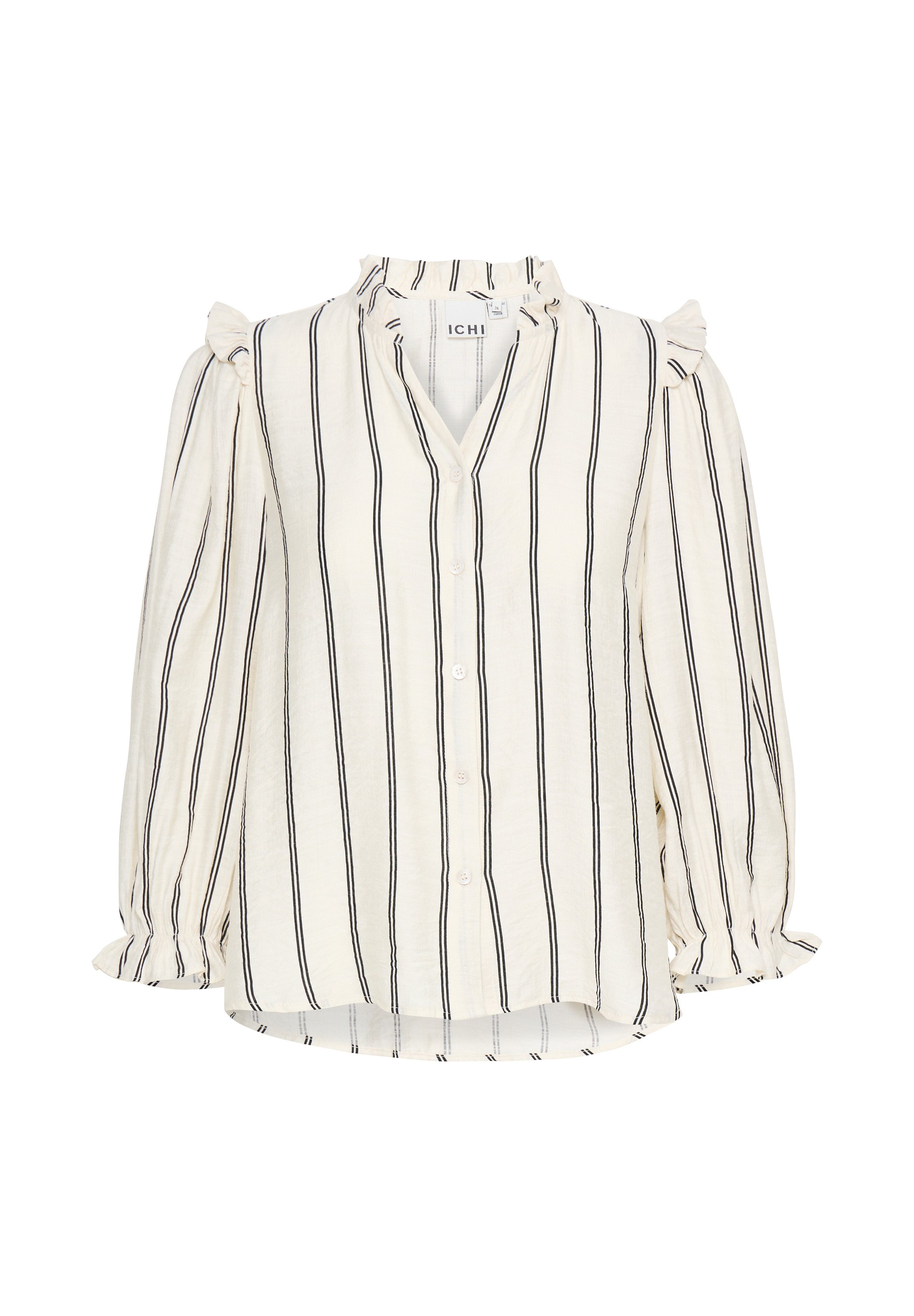 IXSANJA MS Almond Milk Striped Button-Down Blouse