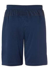 Pantaloni sportivi della marina realizzati in tessuto morbido e leggero, con una cintura in rete traspirante e dettagli di cucitura.