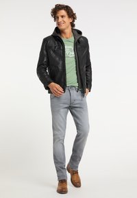 Mustang Leren jas - schwarz