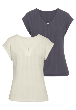 2 PACK - T-Shirt basic - creme navy
