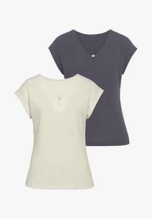 LASCANA, 2 PACK - T-Shirt basic - creme navy