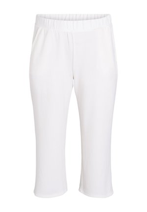 Witte korte broek met elastische tailleband en zijzakken, gemaakt van zachte, lichte stof.