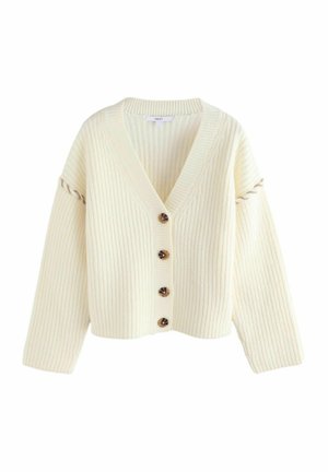 Next CONTRAST STITCH BUTTON UP V-NECK  - Kardigan - white ecru