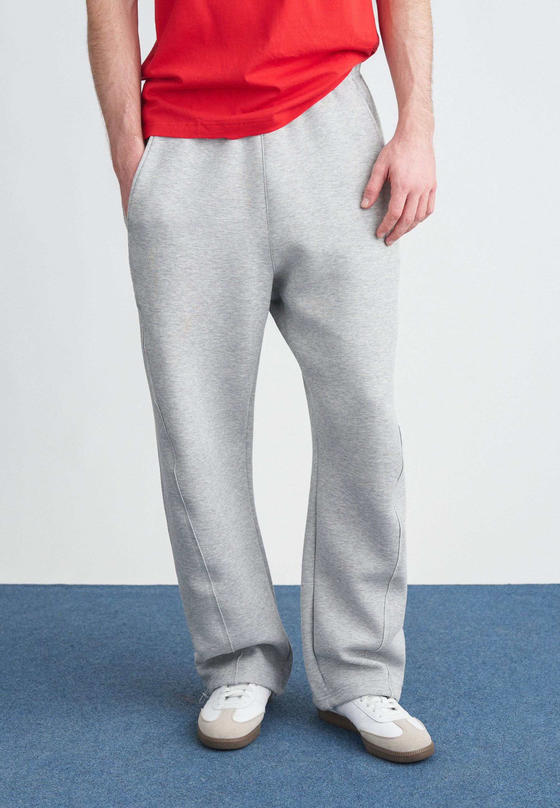 【GRAY】Side open sweat pants Wide Leg Sweatpants Men Tear Awaying Pants 2 Side Snap Open Bottom