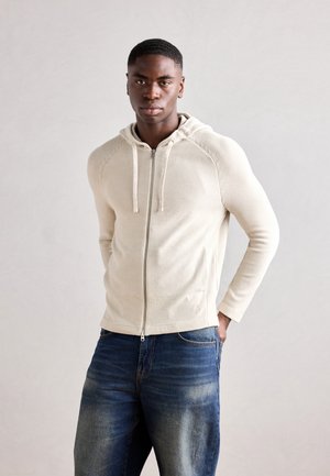 HOODIEJACKET WITH ROLLING EDGE AT HOOD PLACKET - Cardigan - gray silk