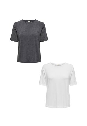 2ER-SET WEICH REGULAR FIT RUNDHALS - Basic T-shirt - weiß grau