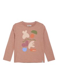 Stofzuiger roze lange mouwen peutershirt met kleurrijke abstracte vormen en de tekst "JIJ BENT UNIEK" op de voorkant.