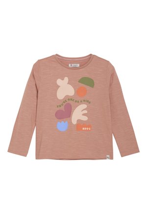 Stofzuiger roze lange mouwen peutershirt met kleurrijke abstracte vormen en de tekst "JIJ BENT UNIEK" op de voorkant.