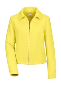 Geel zip-up jack gemaakt van textuurstof. Voorzien van een kraag, lange mouwen en een gestructureerde pasvorm. Opvallend quiltpatroon overal.