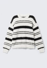 Weekday STRIPED RELAXED - Strikkegenser - light grey/black stripe