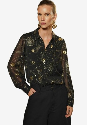 PETITE FIT - PRINTED - Hemdbluse - black gold cosmic foil print
