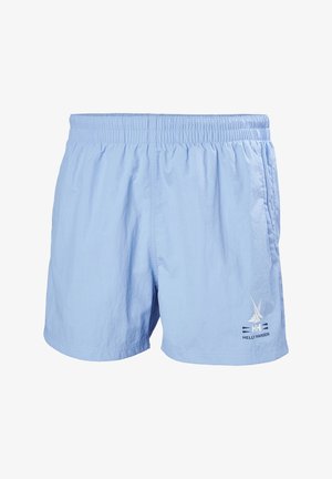 Jasnoniebieskie szorty kąpielowe z elastyczną talią, bocznymi kieszeniami i małym białym logo po lewej stronie z przodu. Gładki, lekki materiał.