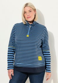 Ulla Popken CONTRAST COLOR DETAIL STRIPED TEE - Langarmshirt - navy blue