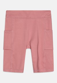 Leggings roses fabriqués en tissu doux et extensible, dotés de deux poches latérales, d'une taille élastique et de coutures flatlock pour le confort.