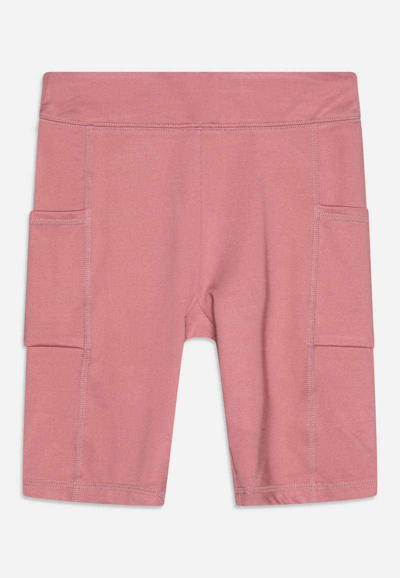 Leggings roses fabriqués en tissu doux et extensible, dotés de deux poches latérales, d'une taille élastique et de coutures flatlock pour le confort.