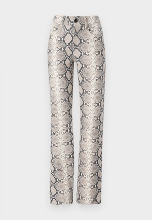 MARINE SERRE PYTHON PRINTED STRAIGHT LEG PANTS - Leather trousers - grege