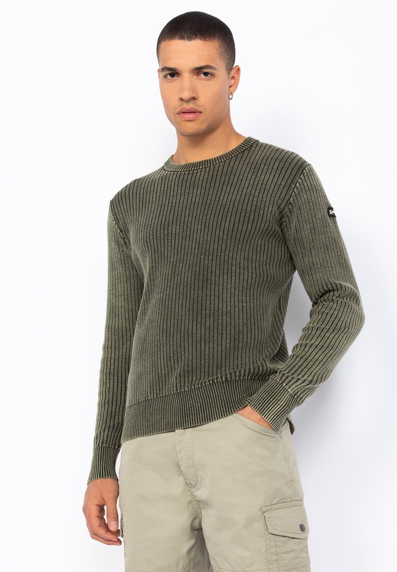 Schott CREWNECK - Strickpullover - kaki foncé