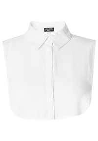 Witte mouwloze blouse met een klassieke kraag en knoopsluiting aan de voorkant. Soepele textuur met ronde zoom, ontworpen voor laagjes.