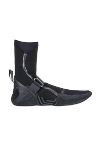 Black waterproof boot with a high sock-like upper, a textured sole, and an adjustable strap for a secure fit. Features reinforced toe and heel.