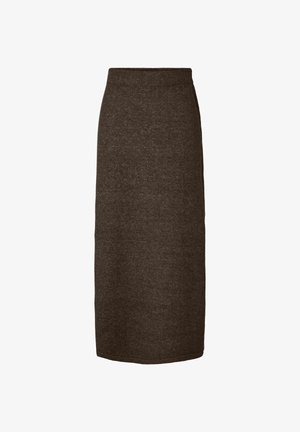 Pieces, KNITTED SKIRT PCSALLY MW ANKLE - Jupe longue - hot fudge