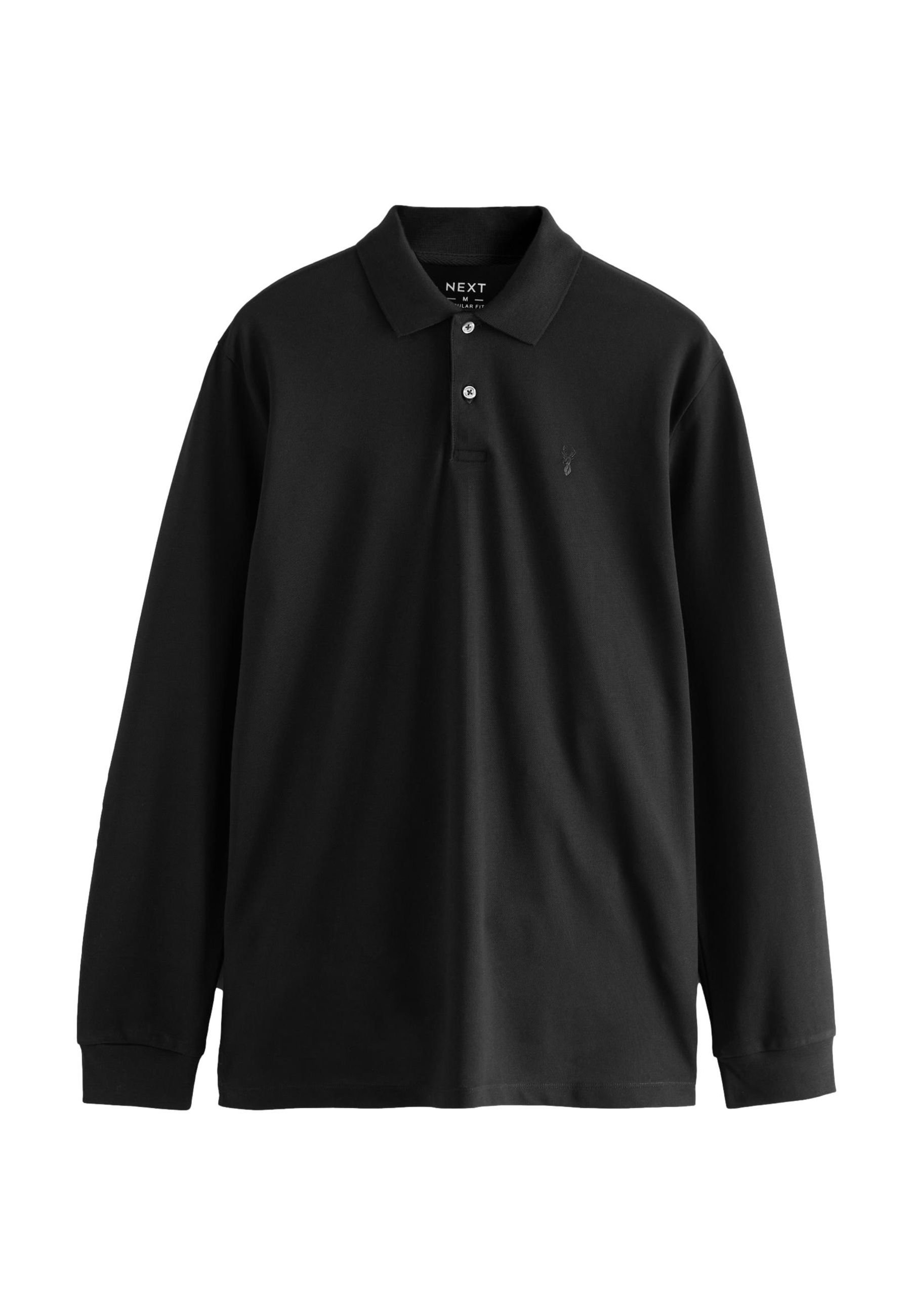 Next LONG SLEEVE - REGULAR FIT - Polo shirt - black - Zalando