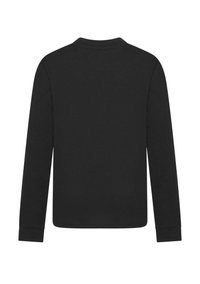 Langarm schwarzes Shirt, aus Baumwollmaterial, Rundhalsausschnitt, strukturierten Stoff, schlichtes Design, keine sichtbaren Logos oder Muster, gerader Saum.