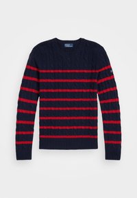 STRIPED CABLE WOOL-CASHMERE SWEATER - Maglione - hunter navy/fall red multi
