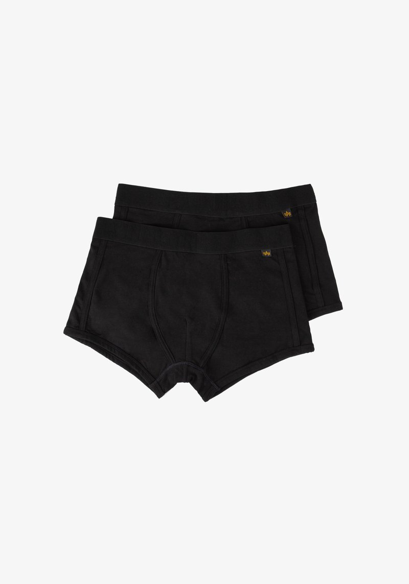 Crne pamučne bokserice s glatkom teksturom, elastičnom trakom u struku i prilagođenim dizajnom. Uključuje dva para složena.