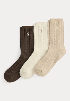 Polo Ralph Lauren, CABLE KNIT CREW SOCK 3 PACK - Strømper - ivory