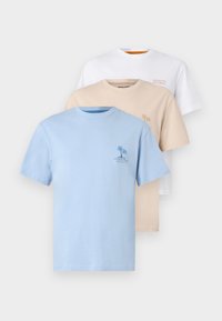 JJSUMMER 3 PACK - Camiseta estampada - chambray blue/chambray white/moonbeam