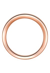 Roséguld cirkulär armband med en slät, reflexiv yta, som har en subtil svart accent som löper längs den inre kanten.