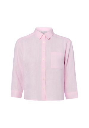 Lichtroze overhemd met knopen, lange mouwen, een puntkraag, een borstzak aan de linkerkant en een licht cropped zoom.