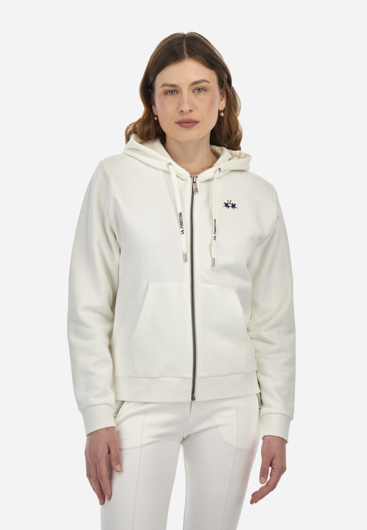 Felpa Con Cappuccio E Zip Intera Da Donna Saloogoe, Modello Colorblock Bianco, Leggera, Con Coulisse, Taglie Forti S-3XL - 3