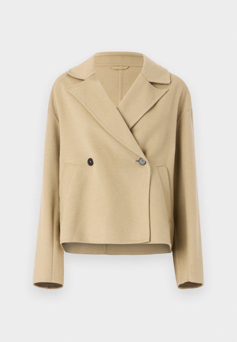 closed Halflange jas zandkleur