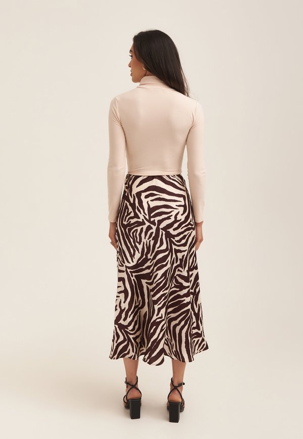 ANIMAL PRINT BIAS CUT - A-line skirt - chocolate3