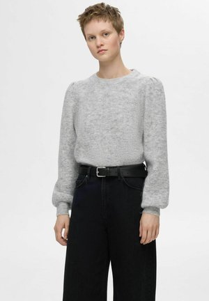 SLFLULU O-NECK NOOS - Striktrøje - light grey melange