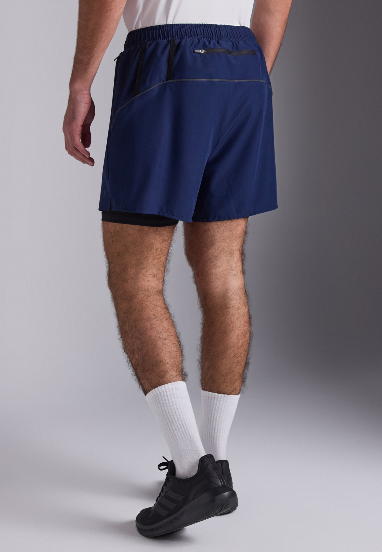 RUNNING SHORTS WITH CONTRAST DOUBLE-LAYER