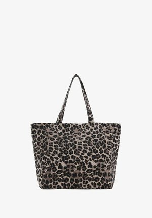 Tote bag met luipaardprint, gemaakt van zachte stof, met twee stevige handvatten, rechthoekige vorm en een ruime binnenkant voor opslag.