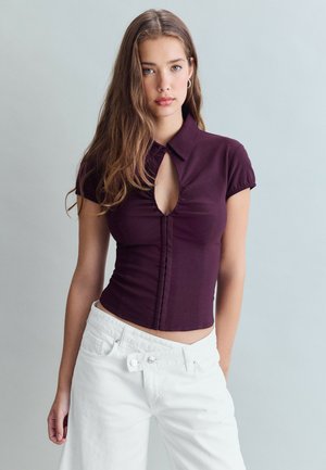 Stradivarius, CUT-OUT SHORT SLEEVE SHIRT - Blouse - purple