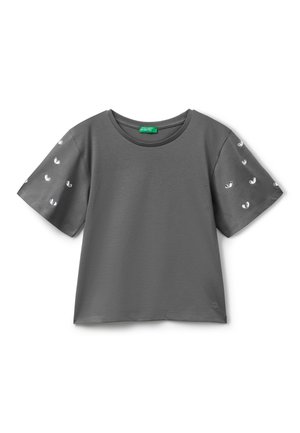 WITH RHINESTONE SLEEVES - Print T-shirt - grey