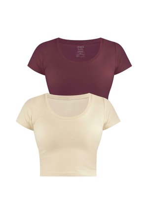 2 PACK  - T-Shirt basic - beige burgund