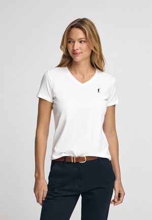 SHORT SLEEVE V NECK  - T-shirts basic - white