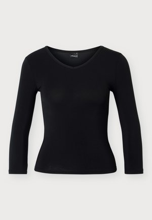 Gina Tricot, V NECK QUARTER SLEEVE - Блуза с дълги ръкави - black