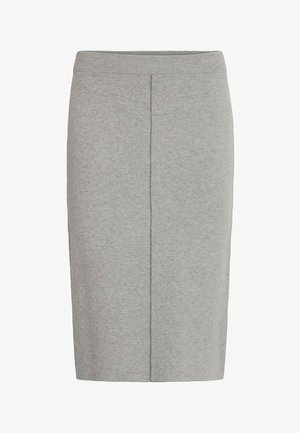 Gonna a matita grigia chiara in maglia con cintura elastica e cucitura centrale, lunghezza al ginocchio, vestibilità dritta.