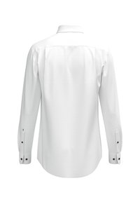 Witte lange mouwen shirt met knoopmanchetten en een klassieke kraag. Glad stof en tailored fit, met een yoke en rugplooi detail.